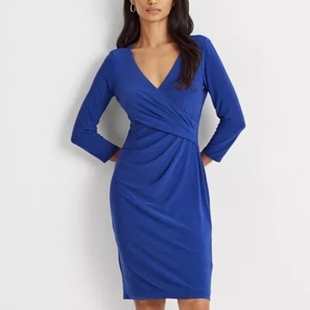 Lauren Ralph Lauren Faux Wrap Dress Women’s Size 0 Sapphire Blue